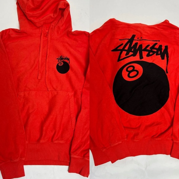 Stussy Men's Red Hoodie Sweater